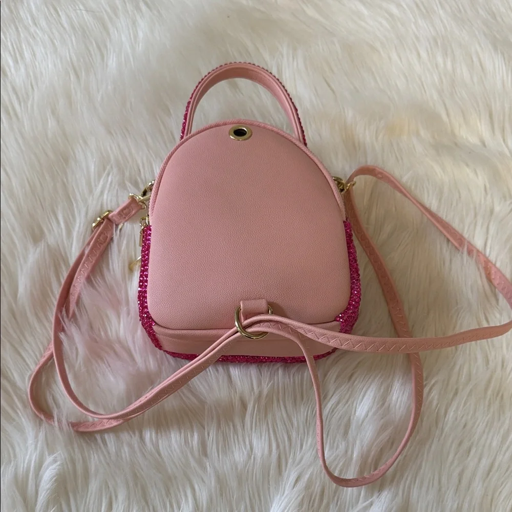 Pink Rhinestone Backpack Purse - Picture 4 of 7